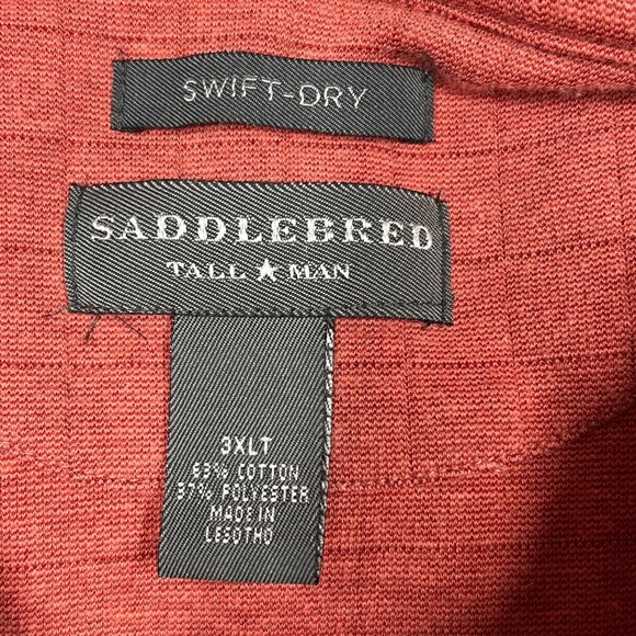 Saddlebred Swift-Dry Polo Mens Shirt 3XLT Tall Man Red Cotton Blend Front Pocket - Picture 2 of 8